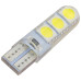 Лампочка светодиодная T10-3030-6SMD silica gel 12v белая T10-3030-6SMD silica gel W