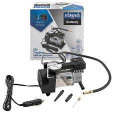 Компрессор автомобильный поршневой одноцилиндровый с аналоговым манометром (12В, 10А, 30л/мин, 7бар) в комплекте с переносной сумкой Sch-580