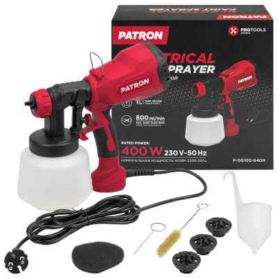 Краскопульт ручной электрический (230В, 400Вт, объем бачка 1л, макс.расход краски 800мл/мин) P-SG100-640H