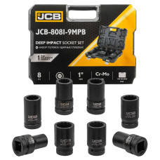 Набор головок ударных глубоких 8пр. 1 (12-гран) (22,24,27,30,32,36,38,41) в пласт.кейсе JCB-8081-9MPB