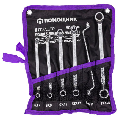 Ключи накидные, отогнутые на 75град., набор 6пр. (6х7, 8х9, 10х11, 12х13, 14х15, 17х19мм) 50610P