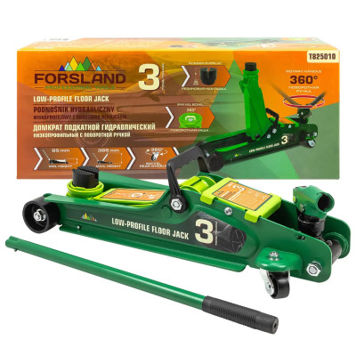 Домкрат подкатной гидравлический низкопрофильный 3т (поворотная ручка 360°, h min 85мм, h max 385мм) Forsland-T825010