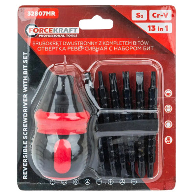Отвертка реверсивная в комплекте с битами, набор FK-32807MR