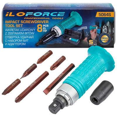 Отвертка ударная с набором бит и адаптером 8пр. IF-5064S