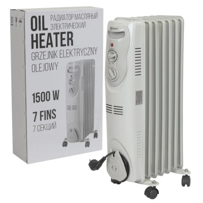 Радиатор масляный электрический (220-240V,50/60Гц,1500Вт,7 секций 15х58см,3 режима нагрева,защ. от перегрева,33х24х62.5см) FK-YL-B08-7