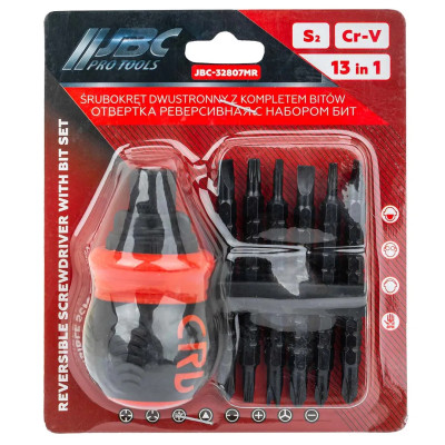 Отвертка реверсивная в комплекте с битами, набор JBC-32807MR