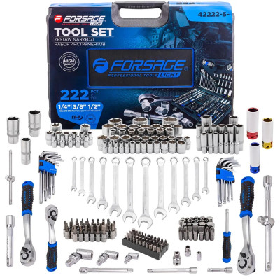 Набор инструментов 222пр. 1/4 3/8 1/2 6гр F LIGHT-42222-5