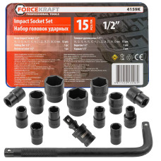 Набор головок ударных 15пр. 1/2 (6-гр.) (10,12, 13, 14, 15, 17, 19, 21, 22, 24, 27, 30, 32мм) в ложементе FK-4159K