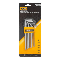 Набор ключей TORX Г-образных длинных с отверстием 7пр.(Т10Н,Т15Н,Т20Н,Т25Н,Т27Н,Т30Н,Т40Н) в пластиковом держателе JCB-5071TL