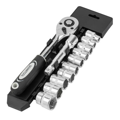 Набор головок с трещоткой и удлинителем 12пр.1/2 (6гр)(8,10,12-15,17,19,21,24мм),в пласт. Держателе Sigmatool-4123