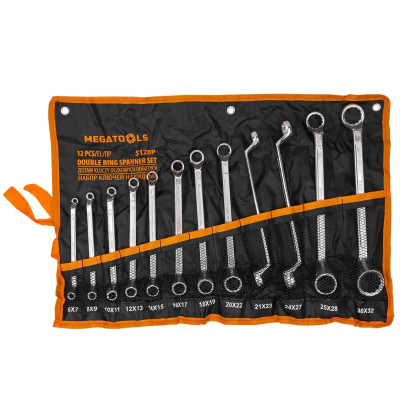 Ключи накидные, отогнутые на 75град., набор 12пр. (6х7, 8х9, 10х11, 12х13, 14х15, 16х17, 18х19, 20х22, 21х23, 24х27, 25х28, 30х32мм) MT-5128P