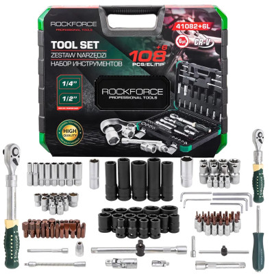 Набор инструментов 108+6пр. 1/4 , 1/2 (6гр.) RF-41082+6L