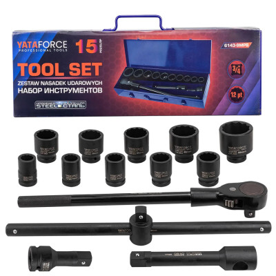 Набор инструментов 15пр. 3/4 (12гр.) YF-6143-9MPB