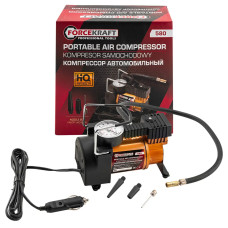 Компрессор автомобильный поршневой одноцилиндровый с аналоговым манометром (12В, 10А, 30л/мин, 7бар) в комплекте с переносной сумкой FK-580
