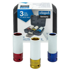 Головки ударные глубокие тонкостенные, набор 3пр., 1/2 (17, 19, 21мм) Sch-4035