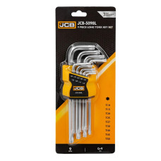 Набор ключей TORX Г-образных длинных 9пр. (Т10, Т15, Т20, Т25, Т27, Т30, Т40, Т45, Т50),в пластиковом держателе JCB-5098L