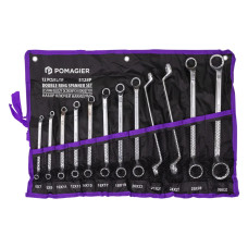 Ключи накидные, отогнутые на 75град., набор 12пр. (6х7, 8х9, 10х11, 12х13, 14х15, 16х17, 18х19, 20х22, 21х23, 24х27, 25х28, 30х32мм) POM-5128P