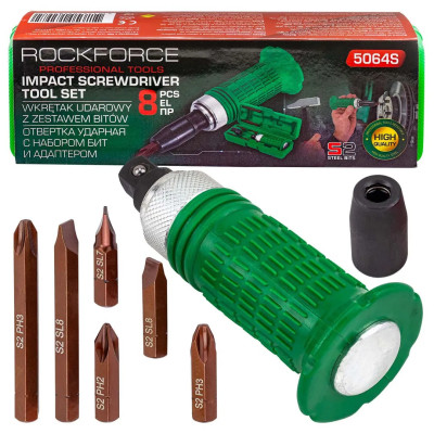 Отвертка ударная с набором бит и адаптером 8пр. RF-5064S