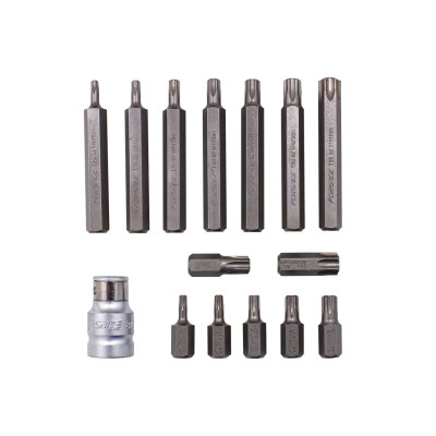 Набор бит TORX с битодержателем,15пр. 1/2 (L: 30/75мм, Т20,Т25,Т30,Т40,Т45,Т50,Т55) F-4156C