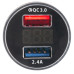 Автомобильное зарядное устройство FY-208 с вольтметром (12V-24V, USB:5V-Max 2.4A, QC3.0: 5V/3A,9V/2A,12V/1.5A)  FY-208