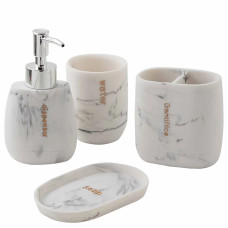 Набор для ванной комнаты 4пр. (мыльница, дозатор для мыла, подставка для зубных щеток, подставка для косметических аксессуаров) LT-BS-19