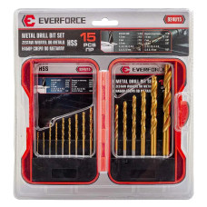 Набор сверл по металлу 15пр(1.5-2шт,2-2шт,2.5-2шт,3,3.2,3.5,4,4.5,5,6,8,10мм)в кейсе EF-924U15
