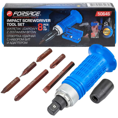 Отвертка ударная с набором бит и адаптером 8пр. F-5064S
