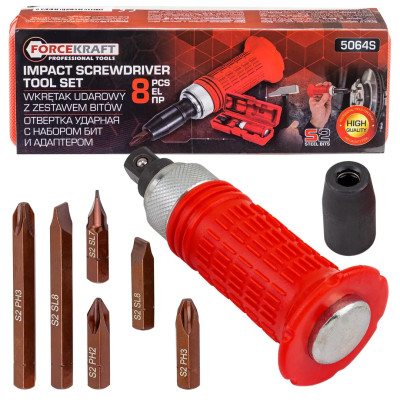 Отвертка ударная с набором бит и адаптером 8пр. FK-5064S