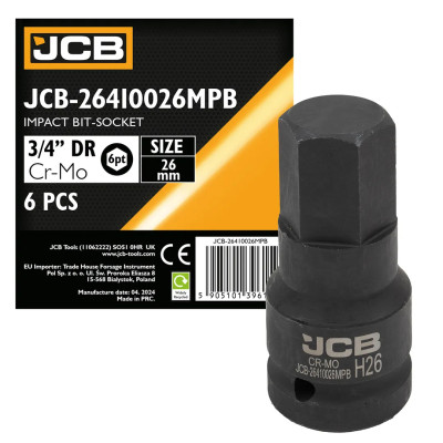 Головка-бита ударная 6-гранная 3/4 , 26мм JCB-26410026MPB