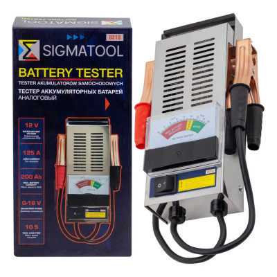 Тестер аккумуляторных батарей аналоговый 12V, 125A, 200Ah Sigmatool-8310
