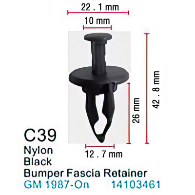 Клипса для крепления внутренней обшивки а/м GM пластиковая  C0039( GM )