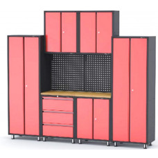 Комплект металлической гаражной мебели 9 пр. 460х2180х2670мм (шкаф навесной двухстворчатый 1 полка: 300х660х760-2шт, шкаф напольный двухстворчатый 3 п