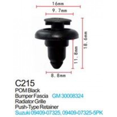 Клипса для крепления внутренней обшивки а/м Ситроен/ Субару/ Сузуки пластиковая  C0215(Citroen/Subaru/Suzuki)