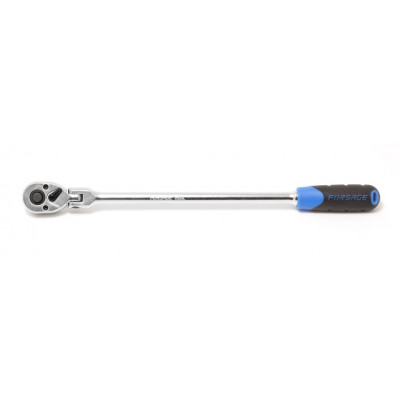 Трещотка реверсивная удлиненная шарнирная с резиновой ручкой 1/4L-300мм (72зуб.)