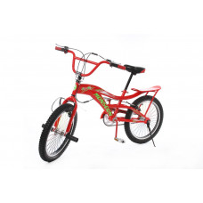 Велосипед подростковый трюковый с багажником(рама:сталь, вилка: regid, сталь, ободные тормоза, мягкое седло, диаметр ободов - 18 , красный, вес:15к