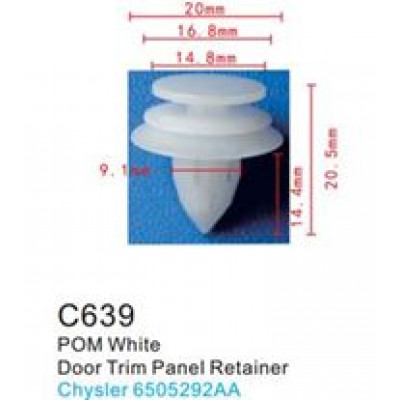 Клипса для крепления внутренней обшивки а/м Крайслер пластиковая  C0639(Chrysler)