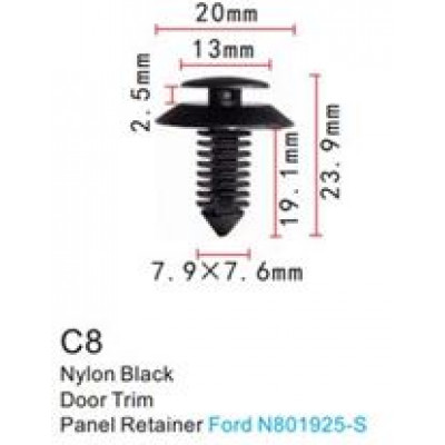 Клипса для крепления внутренней обшивки а/м Форд пластиковая  C0008(Ford)