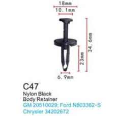 Клипса для крепления внутренней обшивки а/м Форд пластиковая  C0047(Ford)