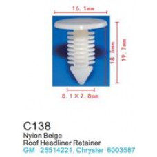 Клипса для крепления внутренней обшивки а/м Крайслер пластиковая  C0138(Chrysler)