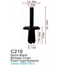 Клипса для крепления внутренней обшивки а/м БМВ/ Вольво пластиковая  C0216(BMW/Volvo)