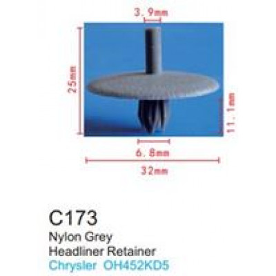 Клипса для крепления внутренней обшивки а/м Крайслер пластиковая  C0173(Chrysler)