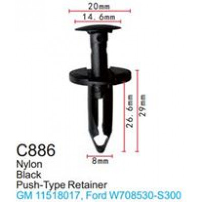 Клипса для крепления внутренней обшивки а/м Форд пластиковая  C0886(Ford)