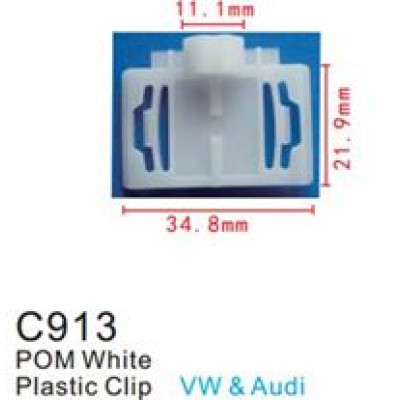 Клипса для крепления внутренней обшивки а/м Фиат/ Фольксваген/ Форд пластиковая  C0913)(Fiat/VW/Ford)
