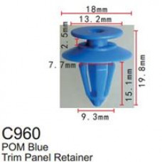 Клипса для крепления внутренней обшивки а/м Рено пластиковая  C0960(Renault)
