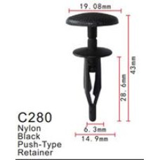 Клипса для крепления внутренней обшивки а/м Крайслер пластиковая  C0280(Chrysler)