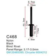 Клипса для крепления внутренней обшивки а/м Крайслер пластиковая  C0468(Chrysler)