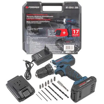 Дрель-шуруповерт аккум. 20V,25Нм,1.3Ah патрон 1-10ммв кейсе F-BT-CD12 20V