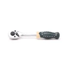 Трещотка реверсивная усиленная изогнутая с резиновой ручкой 1/4   RF-802222
